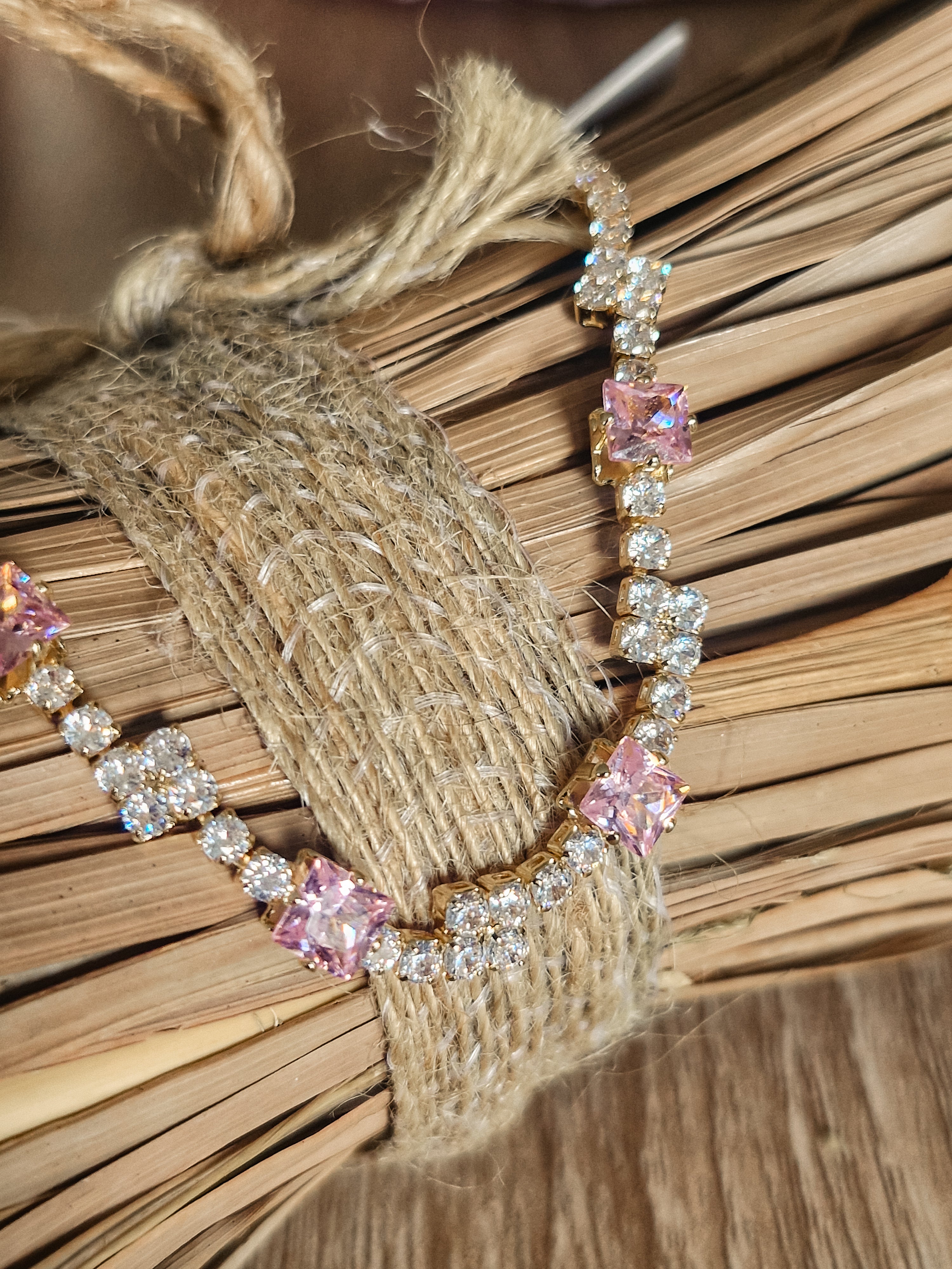 Bracelet Daphné - Acier Inoxydable & Diamants Rose Blanc | ResinArtLove