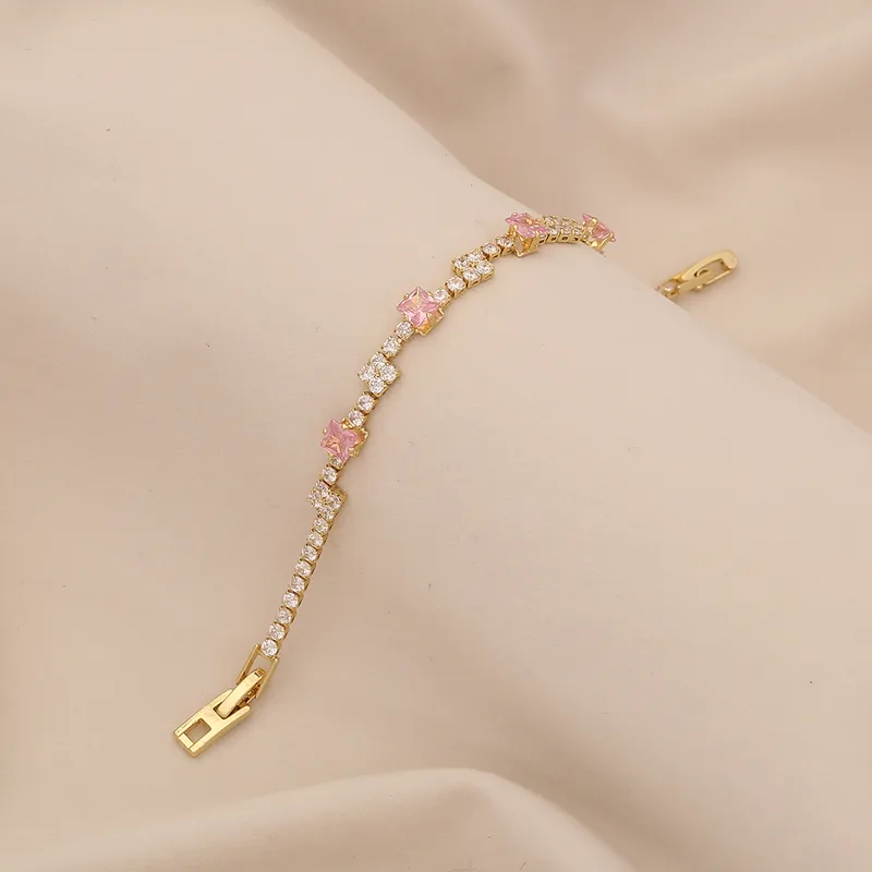 Bracelet Daphné - Acier Inoxydable & Diamants Rose Blanc | ResinArtLove